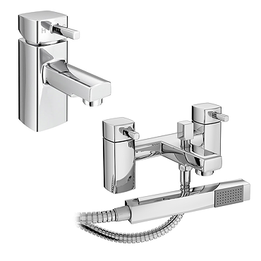 Neo Minimalist Basin and Bath Shower Mixer Taps - Chrome  Feature Large Image