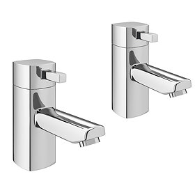 Neo Minimalist Basin Pillar Taps - Chrome Large Image