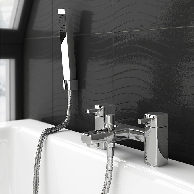 Neo Minimalist Bath Shower Mixer with Shower Kit - Chrome Profile Large Image