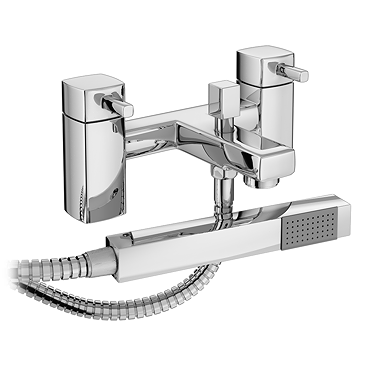 Neo Minimalist Bath Shower Mixer with Shower Kit - Chrome Profile Large Image