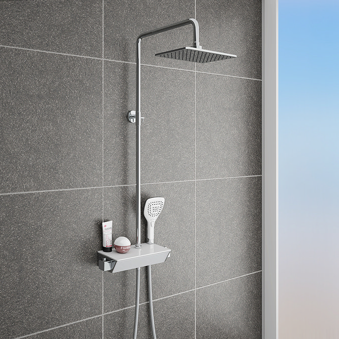 Neo Modern Thermostatic Shower with Shelf Large Image