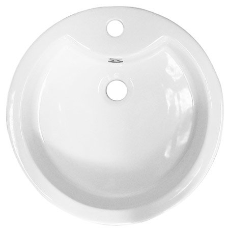 Neptune 1 Tap Hole Round Ceramic Counter Top Basin - 490 x 490mm - White Profile Large Image