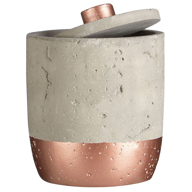 Neptune 400ml Cotton Jar with Lid - Concrete & Copper  Profile Large Image