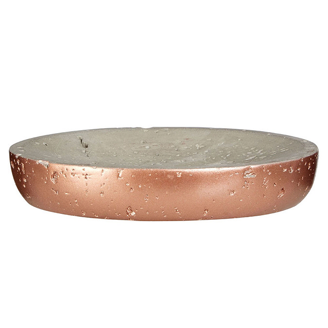Neptune Oval Soap Dish - Concrete & Copper Large Image