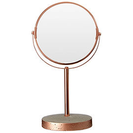 Neptune Round Swivel Bathroom Mirror - Concrete & Copper Medium Image