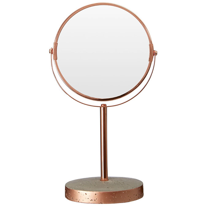 Neptune Round Swivel Bathroom Mirror - Concrete & Copper Large Image