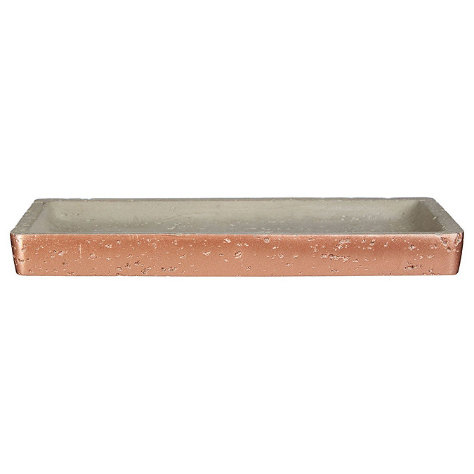 Neptune Small Rectangular Bathroom Tray - Concrete & Copper  Profile Large Image