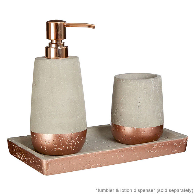 Neptune Small Rectangular Bathroom Tray - Concrete & Copper  Feature Large Image