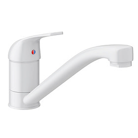 Neptune White Single Lever Kitchen Sink Mixer Tap with Swivel Spout Large Image