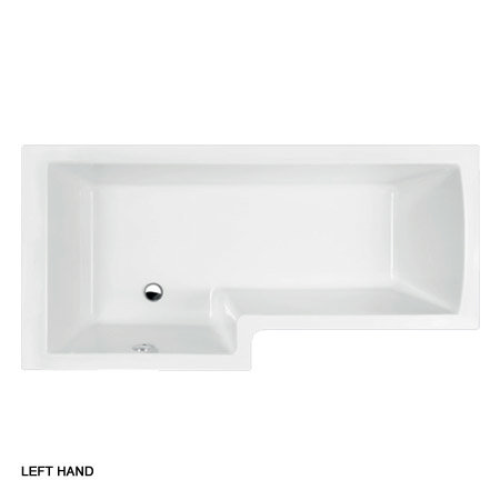 Nero 1700mm L Shape Square Shower Bath & Shaped Screen - Ebony (Left hand option)-DEL Profile Large Image