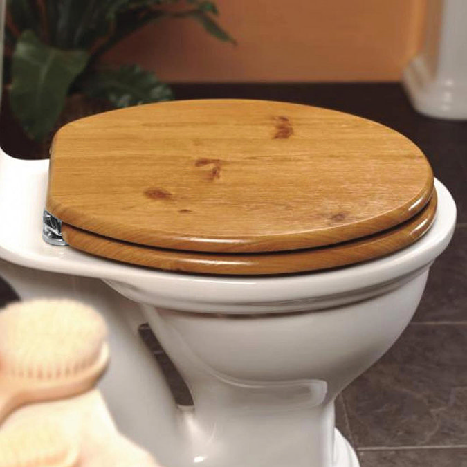 New Generation Platinum Toilet Seat with Chrome Hinges - Antique Pine Large Image