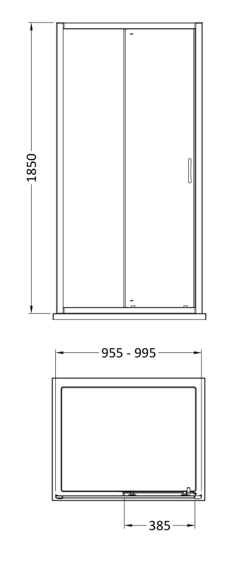 Newark 1000 x 800mm Sliding Door Shower Enclosure + Slate Effect Tray