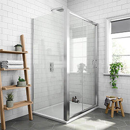 Newark 1000 x 700mm Sliding Door Shower Enclosure + Pearlstone Tray Medium Image