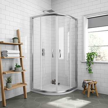 Newark 700 x 700mm Small Quadrant Shower Enclosure + Pearlstone Tray  Profile Large Image