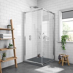 Newark 800 x 800mm Corner Entry Shower Enclosure + Slate Effect Tray Large Image