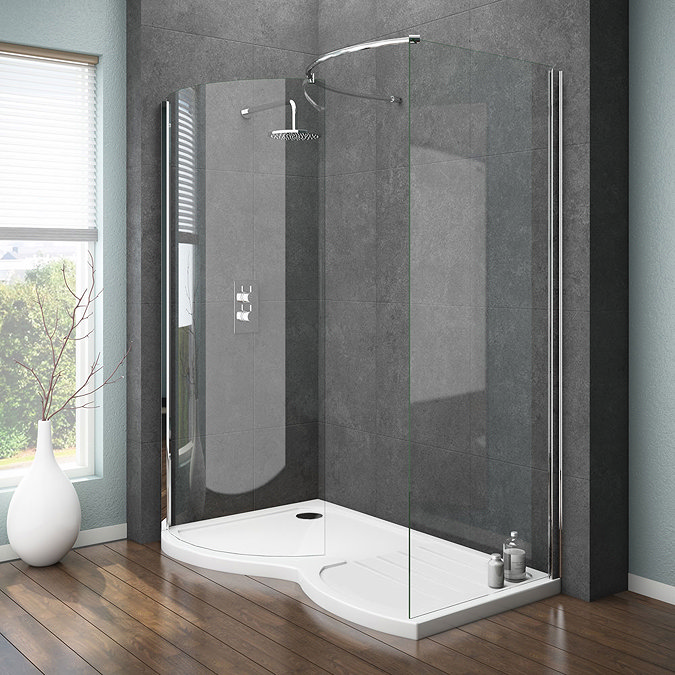 Newark Curved 1400 x 900mm Walk In Shower Enclosure Inc. Tray Large Image