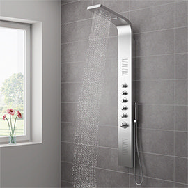 Milan Modern Stainless Steel Tower Shower Panel Victorian Plumbing