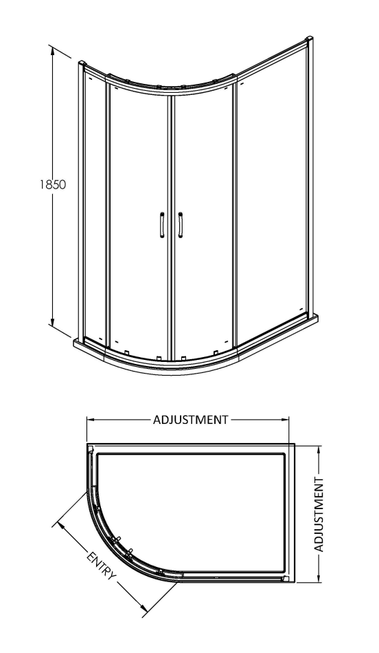 Newark RH Offset Quadrant Enclosure with Pearlstone Tray