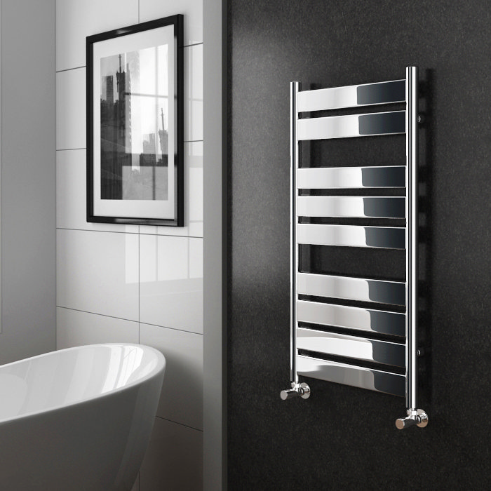 Diamond Designer Heated Towel Rail - 952mm x 500mm - Chrome Profile Large Image