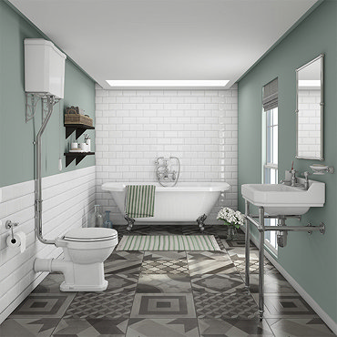 Newbury Traditional Back-to-Wall Roll Top Bath Suite  Profile Large Image