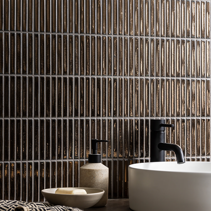 Stonehouse Studio Newham Fluted Gold Metallic Effect Wall Tiles 116 x 116mm