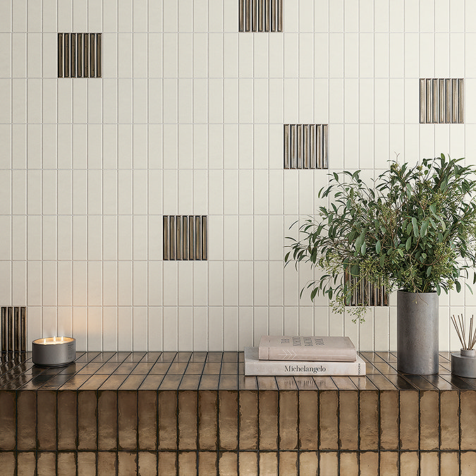 Newham Fluted Gold Metallic Effect Wall Tiles 116 x 116mm