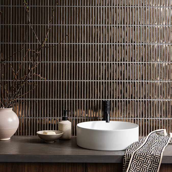 Stonehouse Studio Newham Fluted Gold Metallic Effect Wall Tiles 116 x 116mm