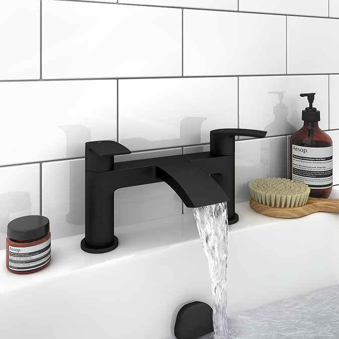 Nexus Matt Black Modern Bath Filler  Profile Large Image