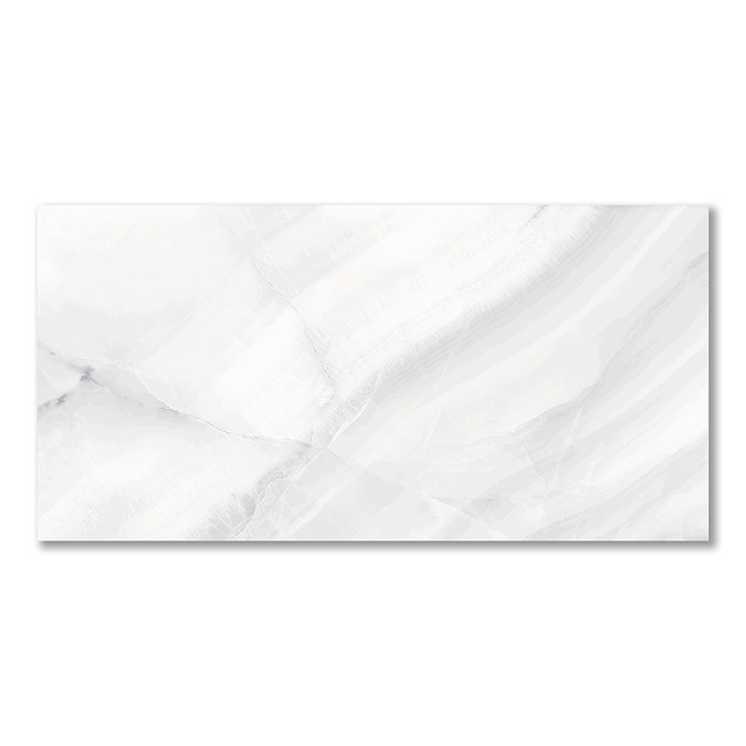 Nicoletta Large Format White Polished Onyx Marble Effect Wall & Floor Tiles - 600 x 1200mm