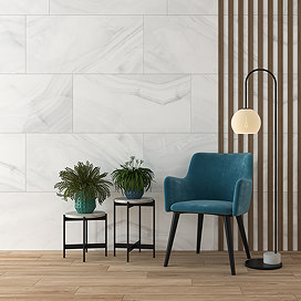 Nicoletta Large Format White Polished Onyx Marble Effect Wall & Floor Tiles - 600 x 1200mm