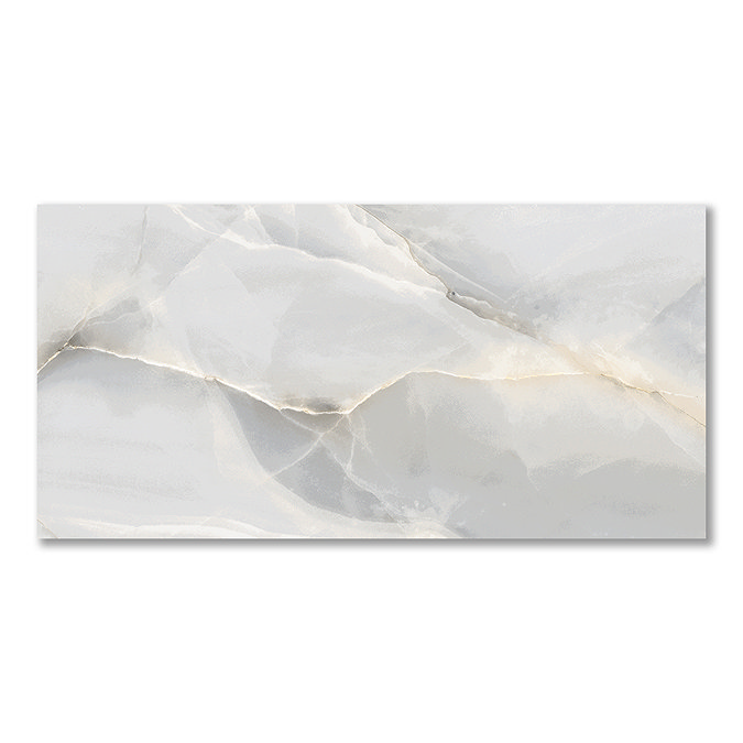 Nicoletta Pearl Polished Onyx Marble Effect Wall & Floor Tiles - 300 x 600mm