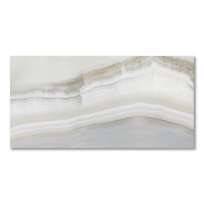Nicoletta Pearl Polished Onyx Marble Effect Wall & Floor Tiles - 300 x 600mm