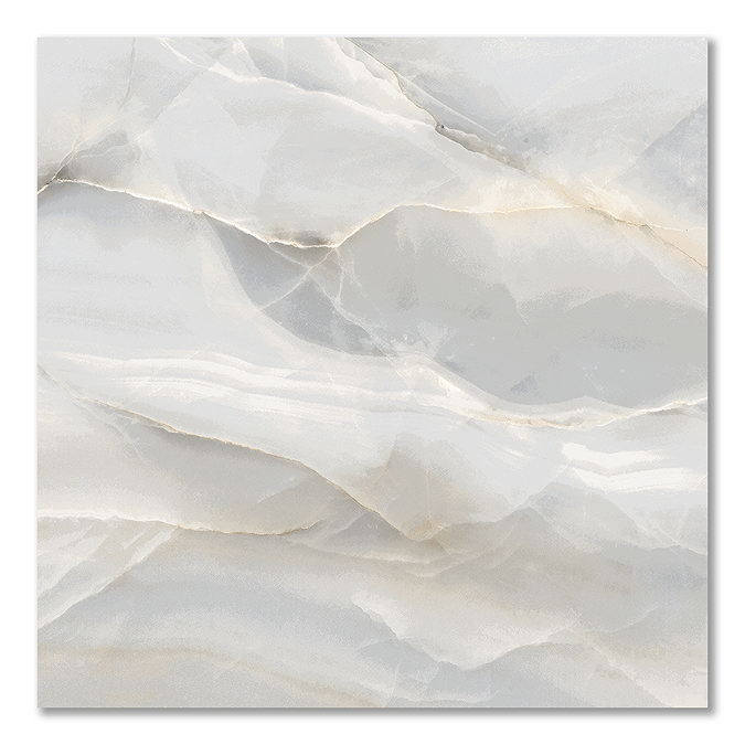 Nicoletta Pearl Polished Onyx Marble Effect Wall & Floor Tiles - 600 x 600mm