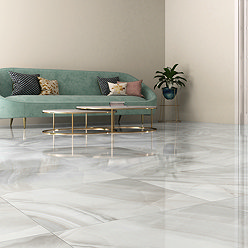 Nicoletta Pearl Polished Onyx Marble Effect Wall & Floor Tiles - 600 x 600mm