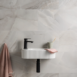 Nicoletta White Polished Onyx Marble Effect Wall & Floor Tiles 300 x 600mm