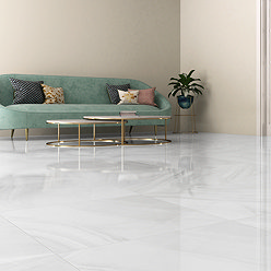 Nicoletta White Polished Onyx Marble Effect Wall & Floor Tiles - 600 x 600mm
