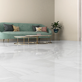 Nicoletta White Polished Onyx Marble Effect Wall & Floor Tiles - 600 x 600mm