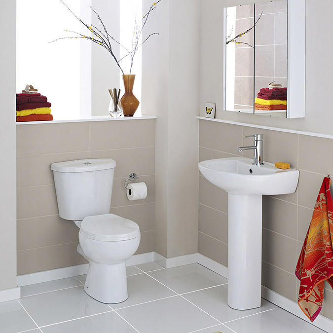 Nouvelle Modern Close Coupled Toilet with Soft-Close Seat Profile Large Image