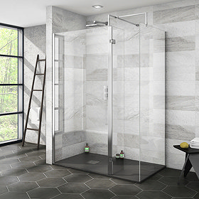 Nova 1400 x 800 Wet Room (Inc. Screen, Side Panel + Return Panel with Slate Effect Tray) Large Image