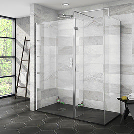 Nova 1600 x 800 Wet Room (Inc. Screen, Side Panel + Return Panel with Slate Effect Tray) Large Image