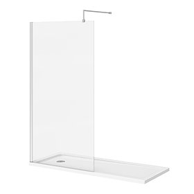 Nova 1700 x 700 Bath Replacement Wet Room (1000mm Chrome Screen w. Tray) Large Image