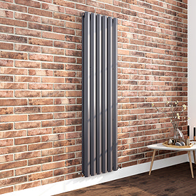 Milan 1800 x 452 Vertical Anthracite Double Panel Radiator Large Image