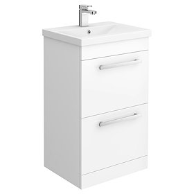 Nova 500mm Mid-Edge Basin High Gloss White Vanity Unit Large Image