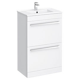 Nova 500mm Vanity Sink With Cabinet - Modern High Gloss White Medium Image