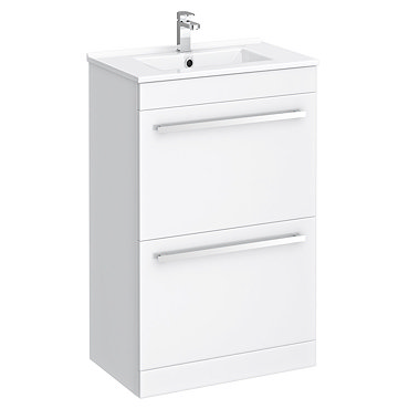 Nova 500mm Vanity Sink With Cabinet - Modern High Gloss White  Profile Large Image