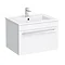 Nova 500mm Wall Hung Vanity Sink With Cabinet - Modern High Gloss White Large Image