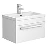 Nova 600mm Mid-Edge Basin Wall Hung High Gloss White Vanity Unit Large Image