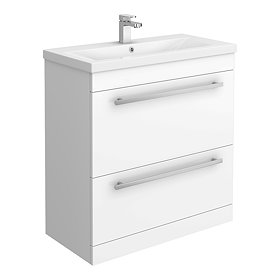 Nova 800mm Mid-Edge Basin High Gloss White Vanity Unit Large Image