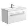 Nova 800mm Mid-Edge Basin Wall Hung High Gloss White Vanity Unit Large Image