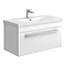 Nova 800mm Mid-Edge Basin Wall Hung High Gloss White Vanity Unit Large Image